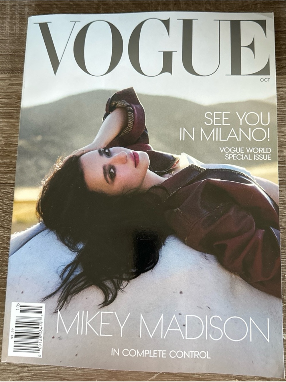 Vogue Cover Featuring Mikey Madison in Burgundy and White